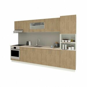 Benita konyhabútor szett V30, választható munkapult 28 mm, 320 cm - Természetes fa-Fehér kép