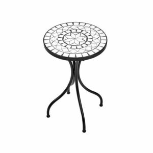 PALAZZO mozaikos kerti asztal, fehér-fekete Ø 35 cm kép