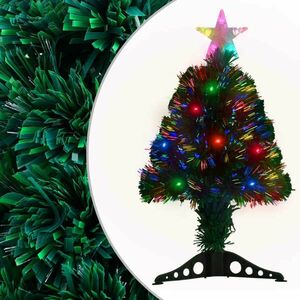 vidaXL száloptikás megvilágított karácsonyfa állvánnyal 64 cm kép
