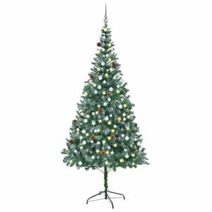 vidaXL megvilágított műkarácsonyfa tobozzal 210 cm kép