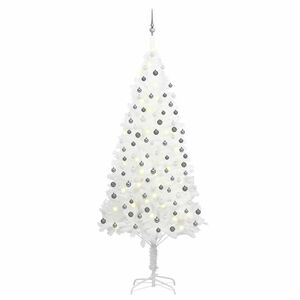 vidaXL fehér megvilágított műkarácsonyfa gömb szettel 240 cm kép