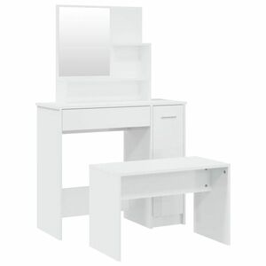 vidaXL magasfényű fehér fésülködőasztal-szett 86, 5 x 35 x 136 cm kép