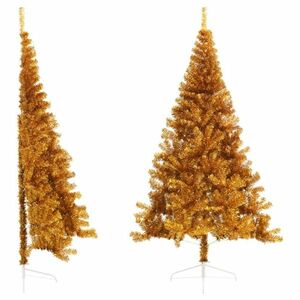 vidaXL aranyszínű PET fél műkarácsonyfa állvánnyal 210 cm kép
