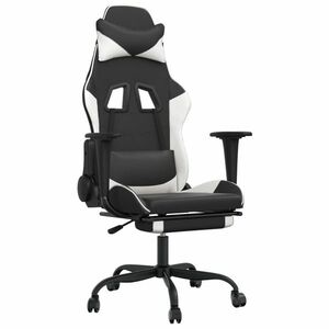 vidaXL fehér műbőr gamer szék lábtartóval kép