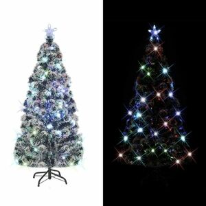 vidaXL száloptikás megvilágított karácsonyfa állvánnyal 210 cm kép