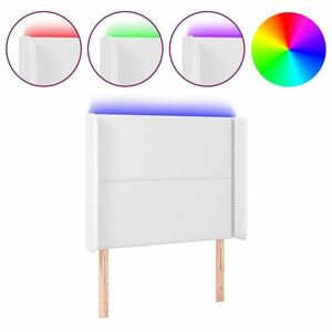 vidaXL fehér műbőr LED-es fejtámla 83x16x118/128 cm kép