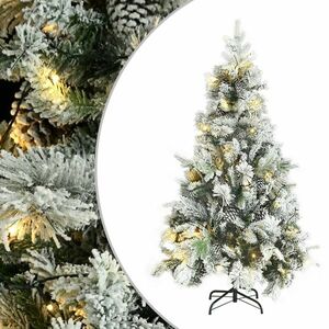 vidaXL PVC és PE megvilágított karácsonyfa hóval/fenyőtobozzal 195 cm kép