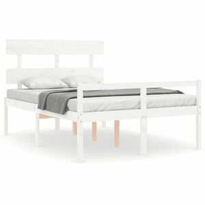 vidaXL fehér tömör fa ágy időseknek fejtámlával 140x190 cm kép