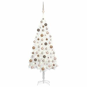 vidaXL fehér megvilágított műkarácsonyfa gömb szettel 120 cm kép