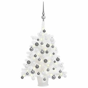 vidaXL fehér megvilágított műkarácsonyfa gömb szettel 65 cm kép