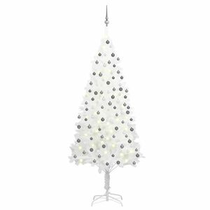 vidaXL fehér megvilágított műkarácsonyfa gömb szettel 210 cm kép
