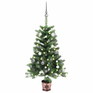 vidaXL zöld megvilágított műkarácsonyfa gömb szettel 65 cm kép