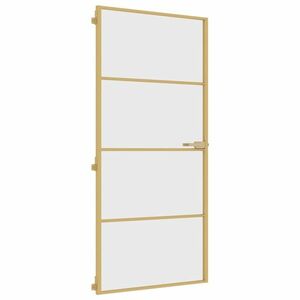 vidaXL arany edzett üveg és alumínium vékony beltéri ajtó 93x201, 5 cm kép