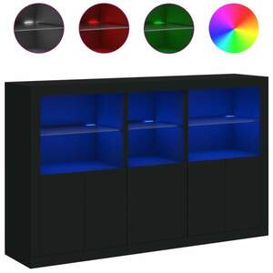 Fekete tálalószekrény LED-világítással 162 x 37 x 100 cm kép