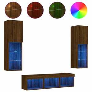 vidaXL 5 darab barna tölgyszínű szerelt fa TV-bútor LED-del kép
