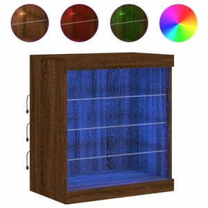 vidaXL barna tölgy színű tálalószekrény LED-világítással 60, 5x37x67 cm kép