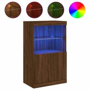 vidaXL barna tölgy színű tálalószekrény LED-ekkel 60, 5 x 37 x 100 cm kép