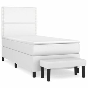vidaXL fehér műbőr rugós ágy matraccal 90 x 200 cm kép