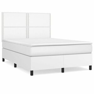 vidaXL fehér műbőr rugós ágy matraccal 140x190 cm kép