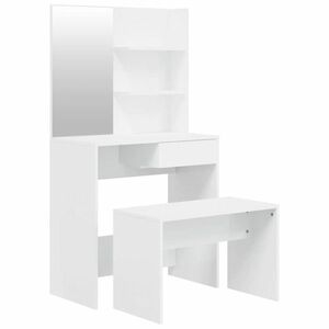 vidaXL magasfényű fehér fésülködőasztal-szett 74, 5x40 x 141 cm kép