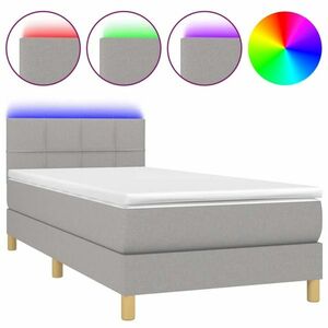 vidaXL világosszürke szövet rugós és LED-es ágy matraccal 80 x 200 cm kép