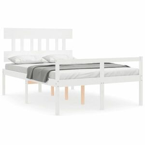 vidaXL fehér tömör fa ágy időseknek fejtámlával 120x200 cm kép