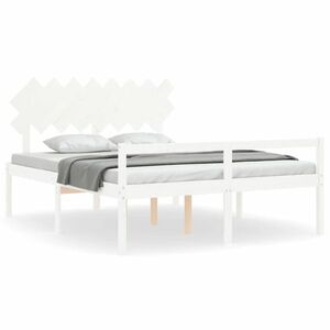 vidaXL fehér tömör fa ágy időseknek fejtámlával 160x200 cm kép