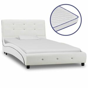 vidaXL fehér műbőr ágy memóriahabos matraccal 90 x 200 cm kép