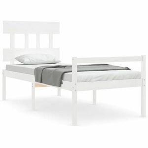 vidaXL fehér tömör fa ágy időseknek fejtámlával Single kép