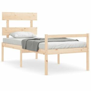 vidaXL tömör fa ágy időseknek fejtámlával Single kép