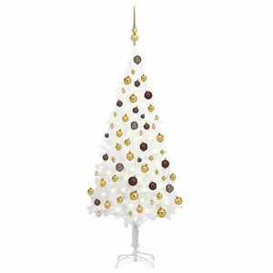 vidaXL fehér megvilágított műkarácsonyfa gömb szettel 120 cm kép