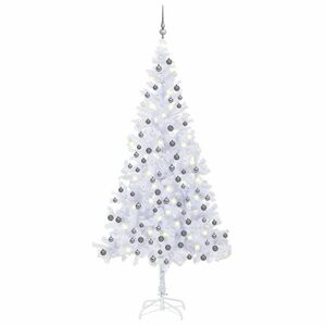 vidaXL fehér megvilágított műkarácsonyfa gömb szettel 240 cm L kép