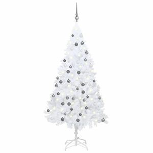 vidaXL fehér PVC megvilágított műkarácsonyfa gömb szettel 180 cm kép