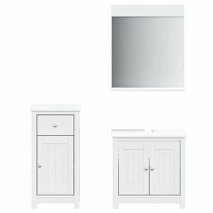 vidaXL BERG háromrészes fehér tömör fenyőfa fürdőszobabútor-garnitúra kép