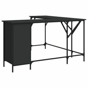 vidaXL fekete szerelt fa íróasztal 141x141x75 cm kép
