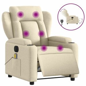 vidaXL krémszínű szövet dönthető elektromos szék kép