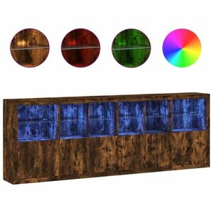 vidaXL füstös tölgy színű tálalószekrény LED-ekkel 283 x 37 x 100 cm kép