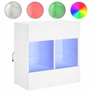 vidaXL fehér falra szerelhető TV-szekrény LED-lámpákkal 58, 5x30x60, 5cm kép