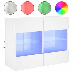 vidaXL fehér falra szerelhető TV-szekrény LED-lámpákkal 78, 5x30x60, 5cm kép