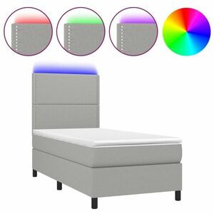 vidaXL világosszürke szövet rugós és LED-es ágy matraccal 90x190 cm kép