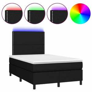 vidaXL fekete szövet rugós és LED-es ágy matraccal 120 x 200 cm kép