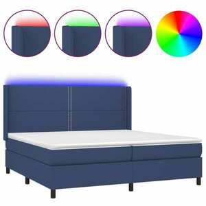 vidaXL kék szövet rugós és LED-es ágy matraccal 200 x 200 cm kép