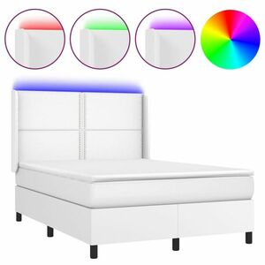 vidaXL fehér műbőr rugós ágy matraccal és LED-del 140x200 cm kép