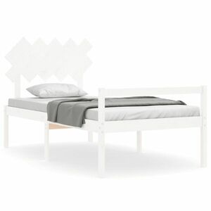vidaXL fehér tömör fa ágy időseknek fejtámlával 100x200 cm kép