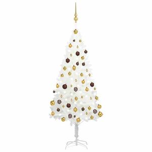vidaXL fehér megvilágított műkarácsonyfa gömb szettel 150 cm kép
