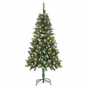 vidaXL megvilágított műkarácsonyfa tobozzal 150 cm kép