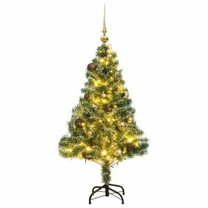 vidaXL műkarácsonyfa 150 LED-del, gömbszettel és hópehellyel 120 cm kép