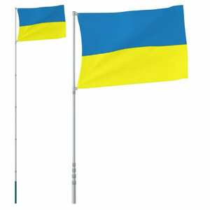 vidaXL alumínium ukrán zászló és rúd 5, 55 m kép