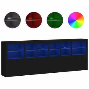 vidaXL fekete tálalószekrény LED-világítással 283 x 37 x 100 cm kép