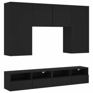 vidaXL 5 darab fekete szerelt fa falra szerelhető TV-bútor kép